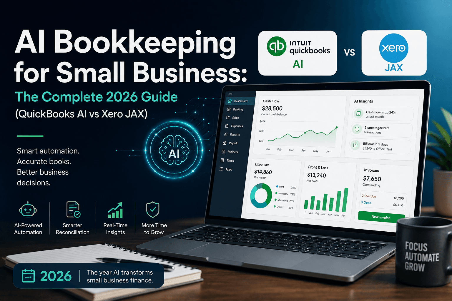 AI Bookkeeping for Small Business: The Complete 2026 Guide (QuickBooks AI vs Xero JAX)